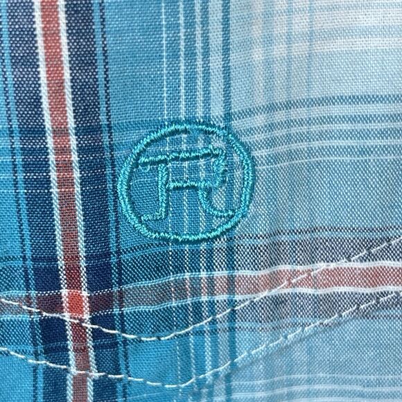 Roper Western Shirt Mens Medium Plaid Button Up Cotton Cowboy Ranch Rodeo Work - Picture 3 of 12